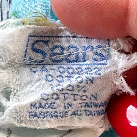 Vintage 1970s single pillowcase, Sears Noah's Ark, blue, purple, orange - Picture 9 of 10